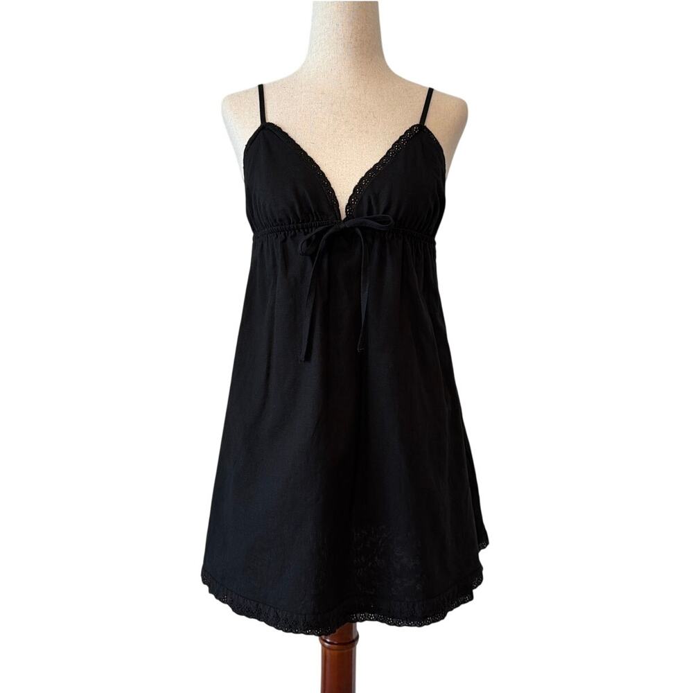 Princess Polly Black Lace Trim Babydoll Mini Dress, Women’s US Size 2